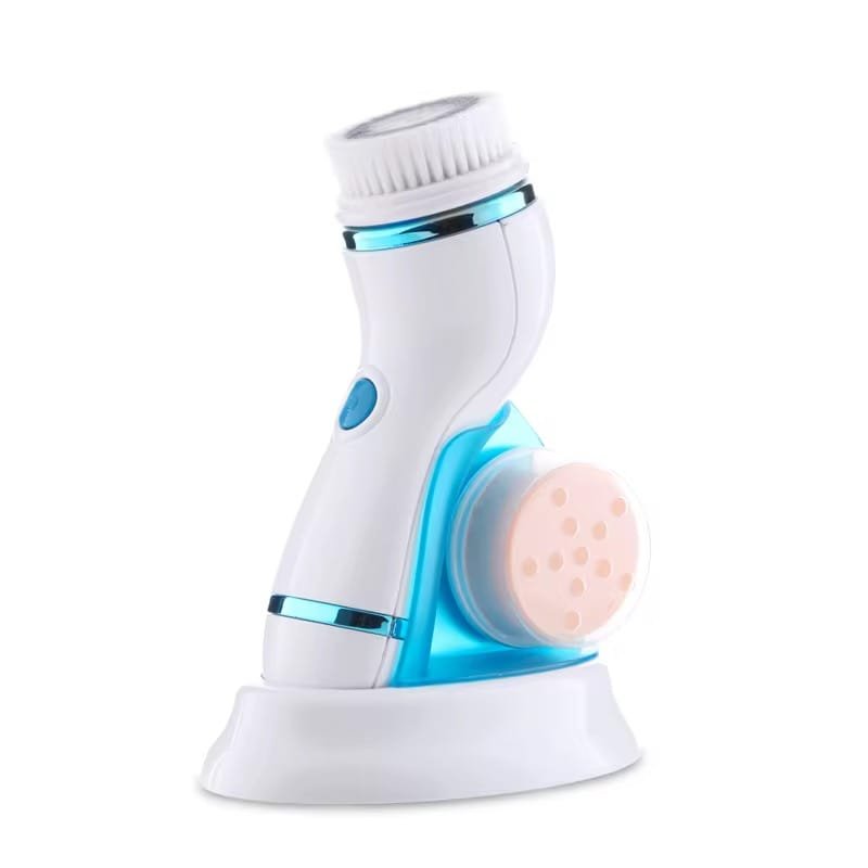 4-in-1 electric ultrasonic facial cleansing brush, waterproof beauty device, and face massager for deep skin cleansing and rejuvenation.
