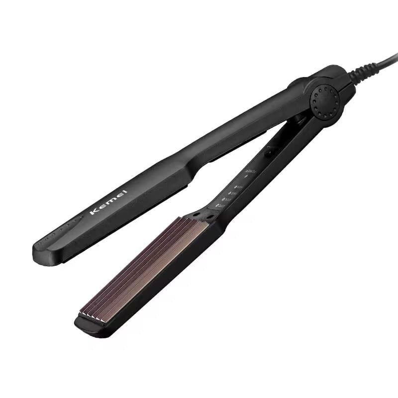 2-in-1 Kemei ceramic hair straightener and curling iron for smooth and stylish hair.