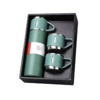 3-piece stainless steel travel thermos set with vacuum insulation, ideal for coffee, tea, and outdoor adventures.
