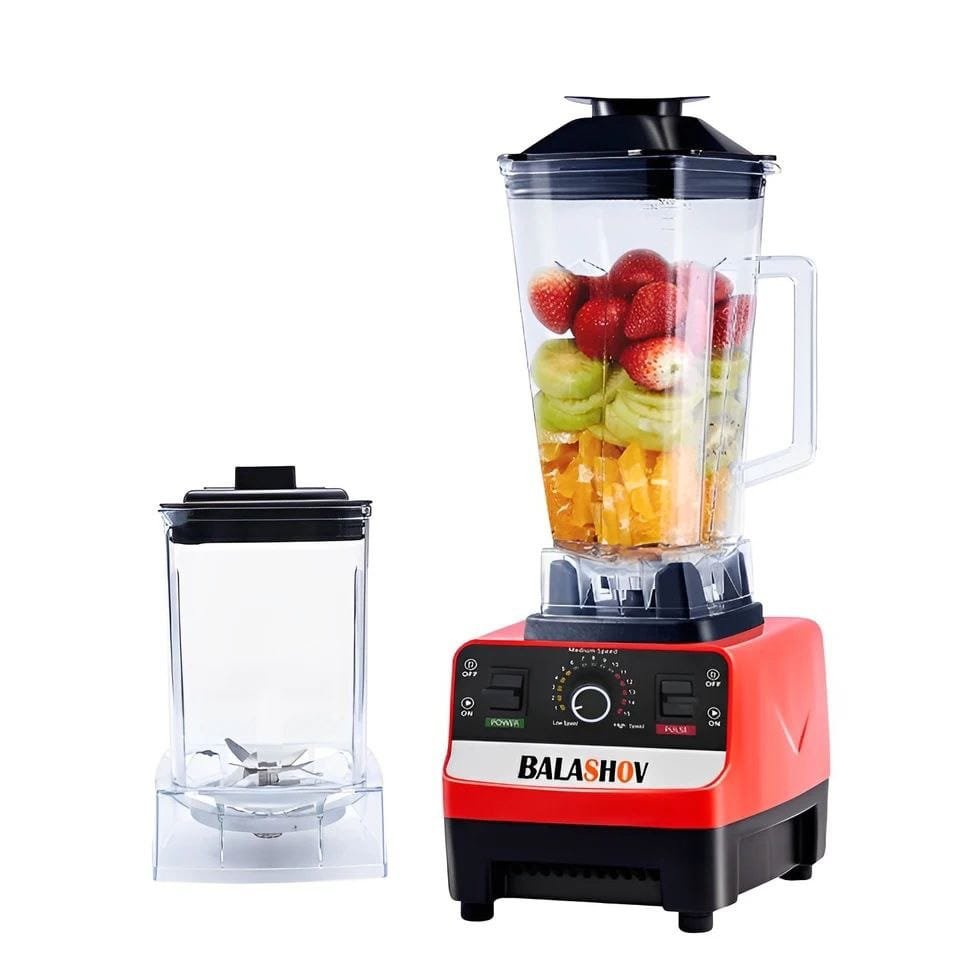 Commercial electric food mixer blender with a 3000W motor, 2L capacity, and double cup design, featuring stainless steel push-button controls, ideal for hotel and professional kitchen use.
