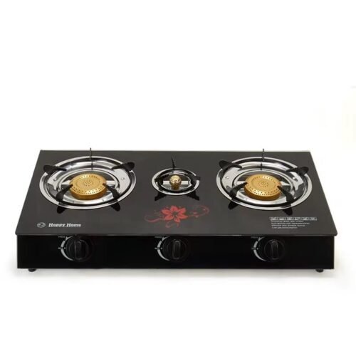 Durable built-in battery tempered glass 3 burner gas stove with double burner for kerosene cooking