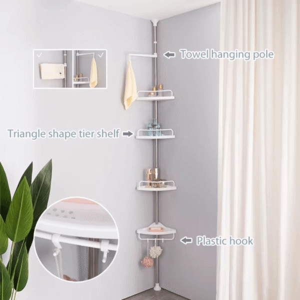 Extendable wall mounted bathroom shelf