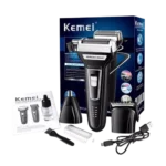 Kemei KM-6559 USB Rechargeable 3-in-1 Electric Shaver for Men with Hair Clipper and Nose Trimmer