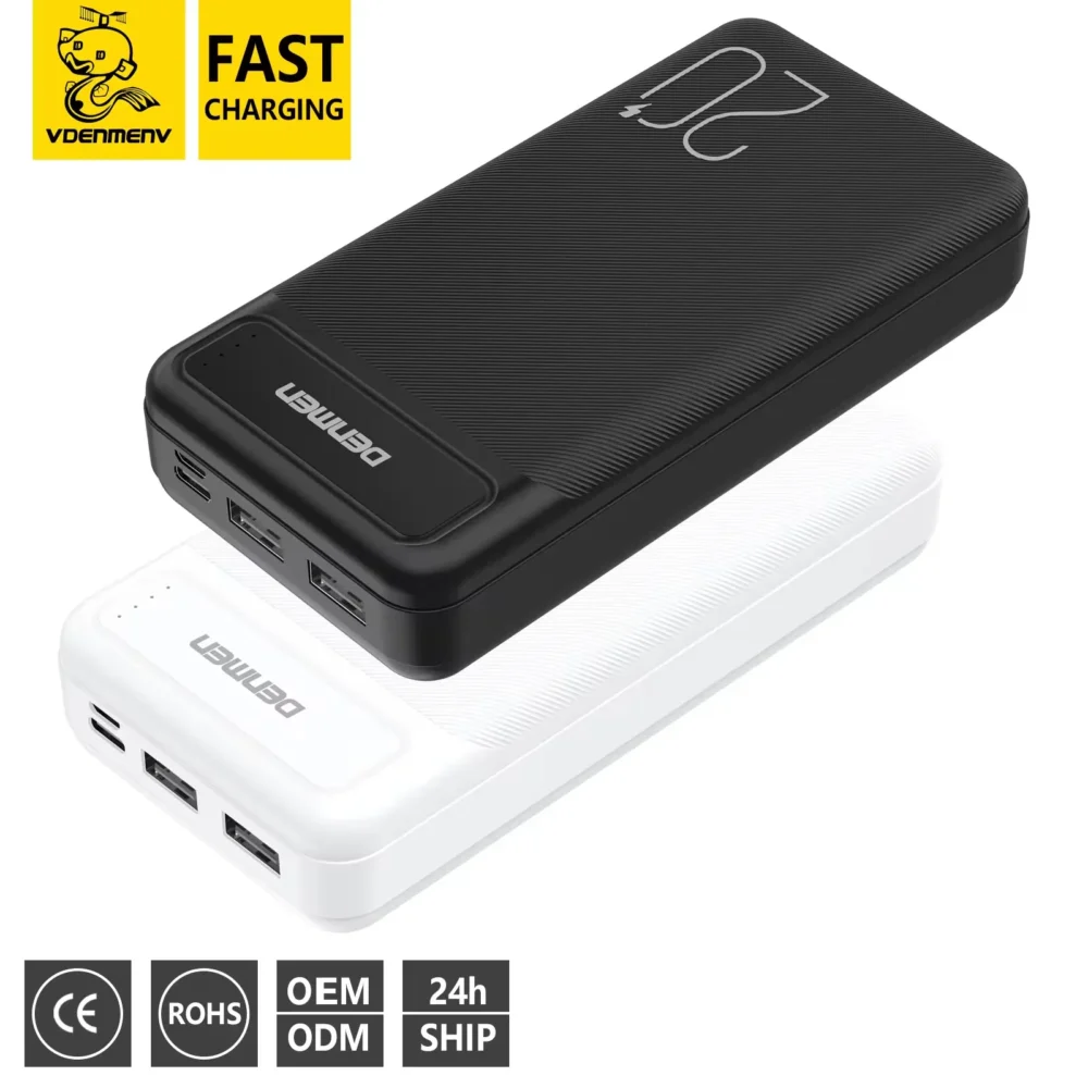 DENMEN 20000mAh portable power bank with fireproof ABS PC case and CE safety protection