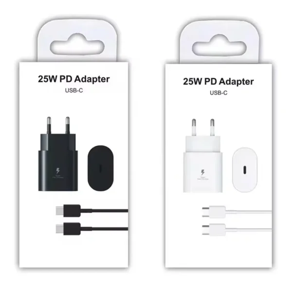 PD 25W and 45W USB-C fast charging wall adapter with Type-C cable for Samsung smartphones