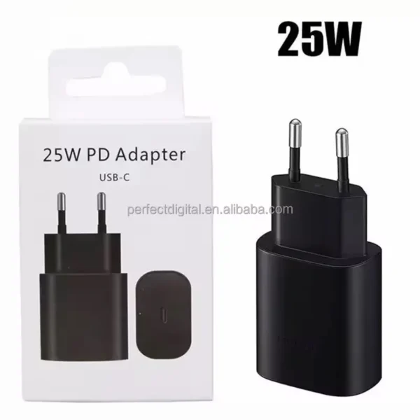 USB-C super fast wall charger 25W and 45W with PD Type-C cable for Samsung Galaxy, US and EU plug