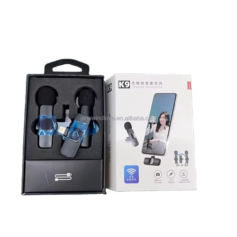 Mini Wireless Lavalier Microphone – Dual Receiver Clip-On Mic for iOS & Android, Ideal for Vlogging & Live Streaming Mini wireless lavalier microphone with 2 receivers for iOS and Android smartphones, perfect for vlogging