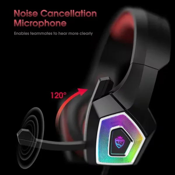 S21 gaming earphones with RGB light and noise-canceling mic for computer