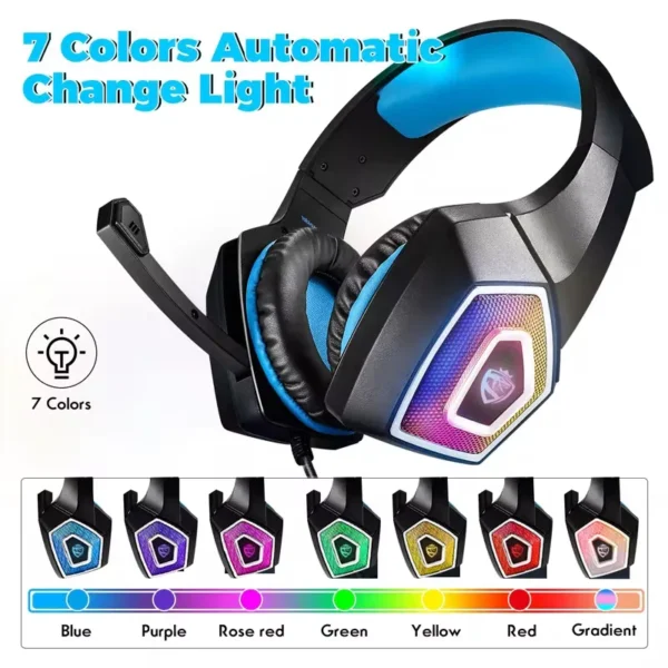 S21 gaming earphones with RGB light and noise-canceling mic for computer