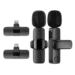 Mini wireless lavalier microphone with 2 receivers for iOS and Android smartphones, perfect for vlogging