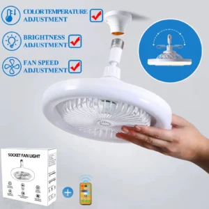 Modern 360 rotating LED ceiling fan light with remote control and dimming