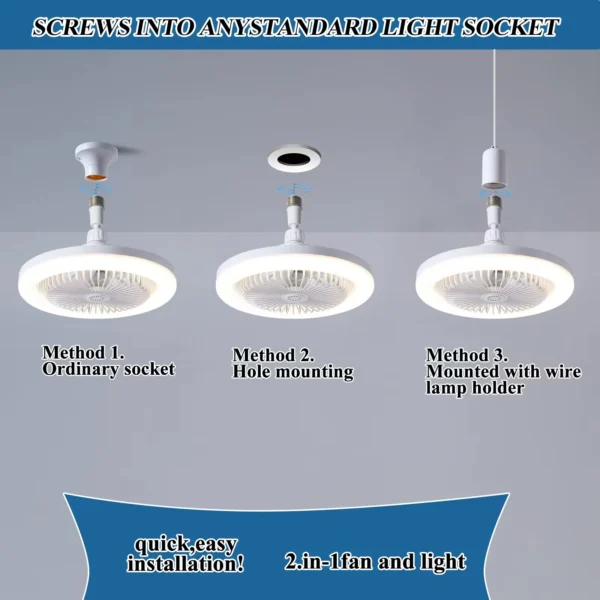 Modern 360 rotating LED ceiling fan light with remote control and dimming