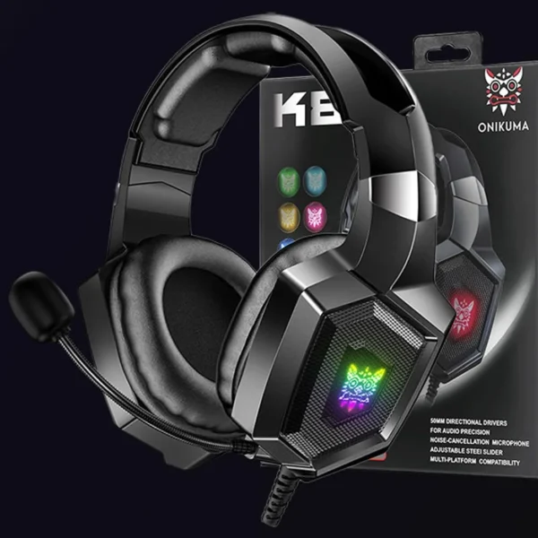 ONIKUMA K8 Gaming Headset – 7.1 Surround Sound & Mic ONIKUMA K8 wired gaming headset with RGB lighting and 7.1 surround sound