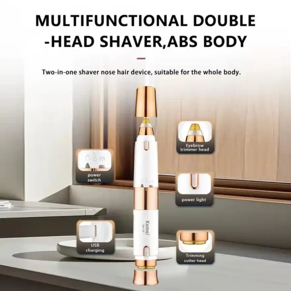 2 in 1 lady shaver and eyebrow trimmer - KEMEI KM-152